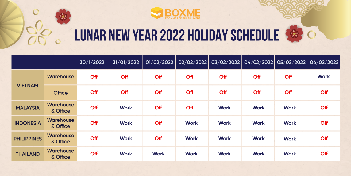 Announcement: Boxme's 2022 Lunar New Year Holiday Schedule 1